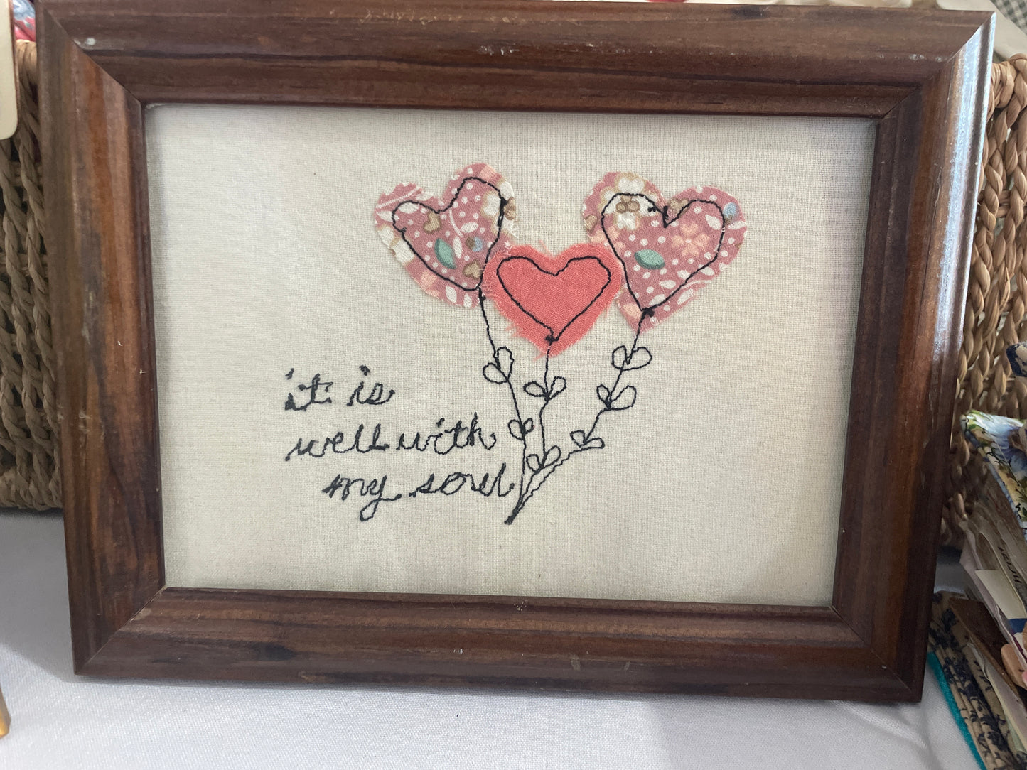 Vintage frame - free motion embroidered image.